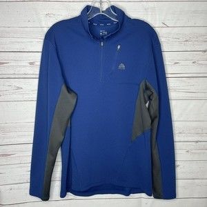 Nike ACG Fit Dry Sz M  Blue‎ W/gray 1/4 Zip Front High Neck Pullover Sweatshirt
